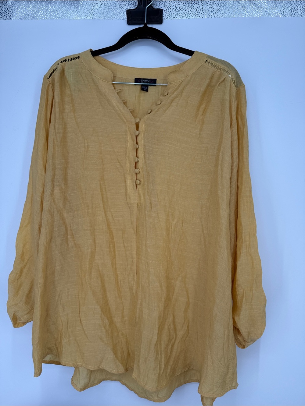 Cocomo Tunic Top Mustard Button-Front Blouse Size 2X